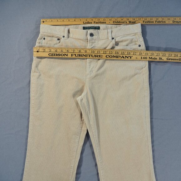 Lauren Jeans Company Pants Womens 12 Tan Corduroy Wide Leg Preppy Cottage Retro - Picture 4 of 11